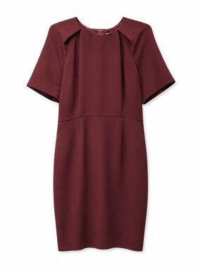 Iris & Ink Short-Sleeve Sheath Dress in Wine